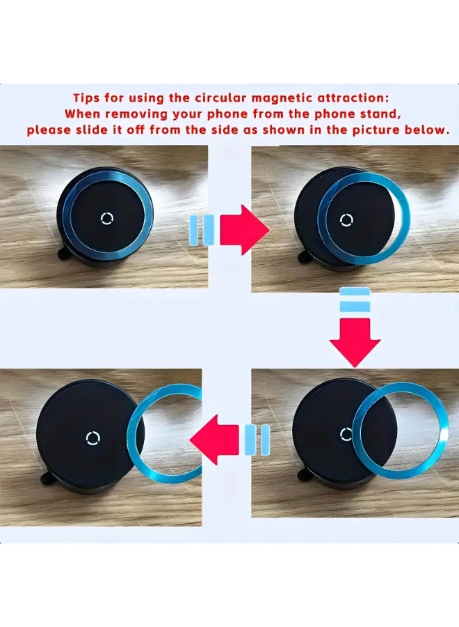 Arabash Adjustable Vacuum Magnetic Suction Cup Phone Holder, Suitable for Car/Gym/Mirror/Smooth Surfaces Hands-Free Stand, Compatible with All Smartphones - Image 5