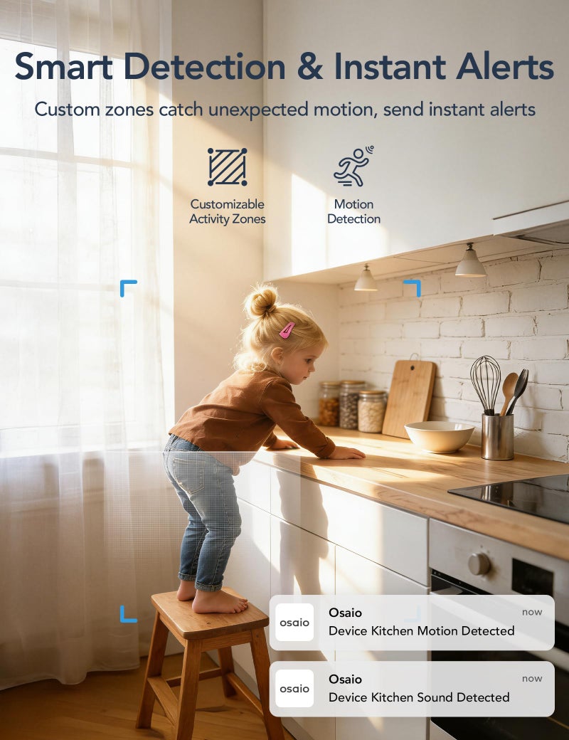 GNCC 2K WiFi Cameras for Home Security, Security Camera Indoor, Baby/Pet Camera with Phone App, 2.4/5GHz, Motion Detector, Night Vision, 2-Way Audio, SD/Cloud Storage, Works with Alexa & Google Home - Image 5