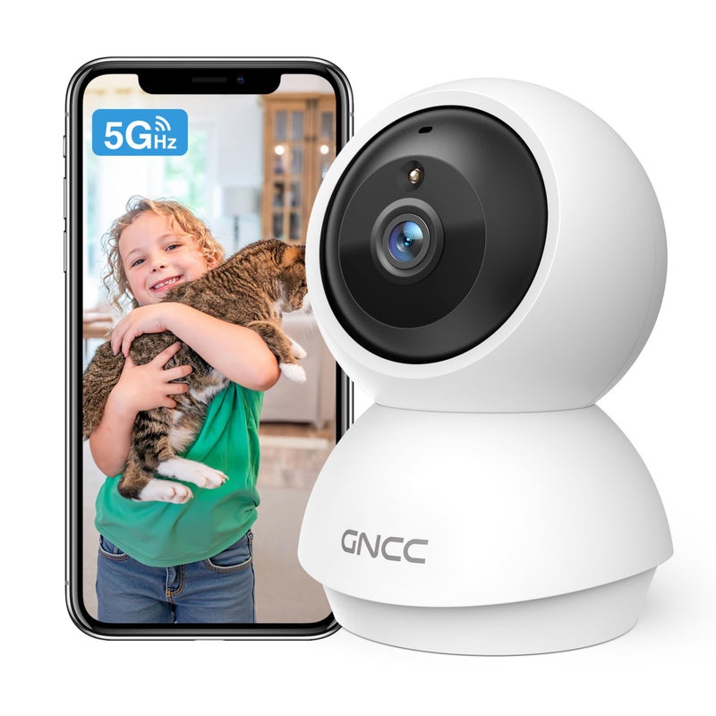 GNCC 2K WiFi Cameras for Home Security, Security Camera Indoor, Baby/Pet Camera with Phone App, 2.4/5GHz, Motion Detector, Night Vision, 2-Way Audio, SD/Cloud Storage, Works with Alexa & Google Home - Image 1