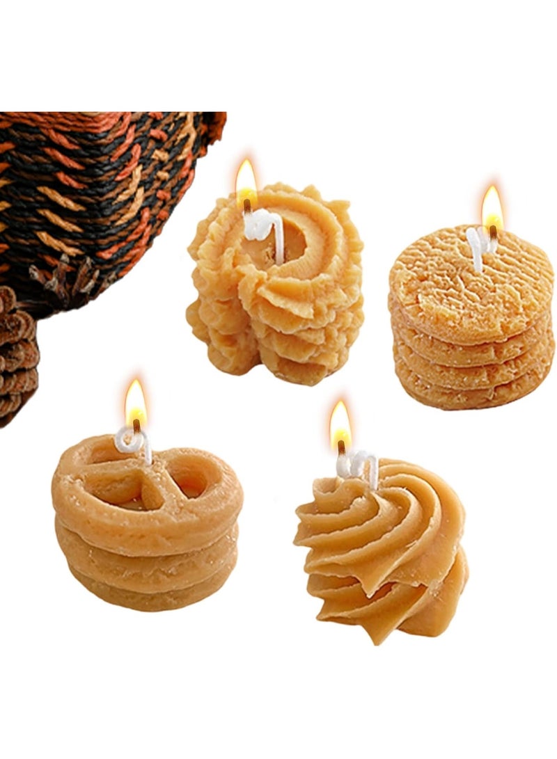SYOSI 4-Pack Cookie Scented Candles, Biscuit-Aroma Soy Wax Candles, Decorative Dessert-Shaped Candles for Birthdays, Meditation & Relaxation, Stress Relief Mood Boosters for Bath/Yoga (120g, Caramel) - Image 1