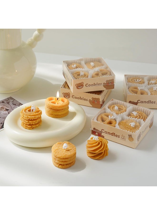 SYOSI 4-Pack Cookie Scented Candles, Biscuit-Aroma Soy Wax Candles, Decorative Dessert-Shaped Candles for Birthdays, Meditation & Relaxation, Stress Relief Mood Boosters for Bath/Yoga (120g, Caramel) - Image 5