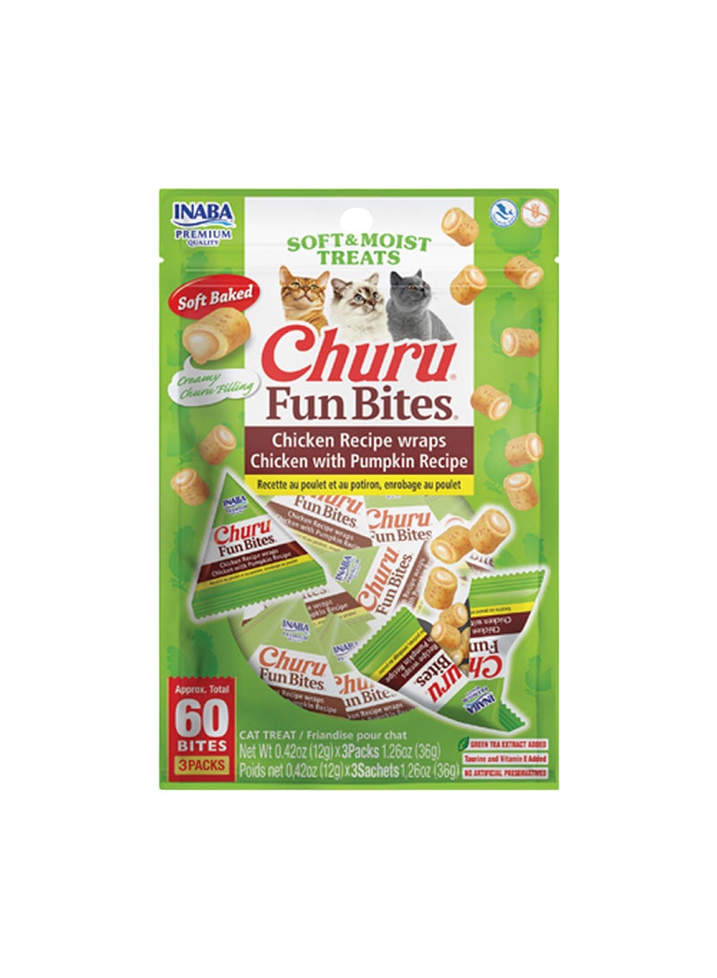 INABA Churu Fun Bites Chicken Recipe Wraps Chicken With Pumpkin Recipe 40G - Image 1