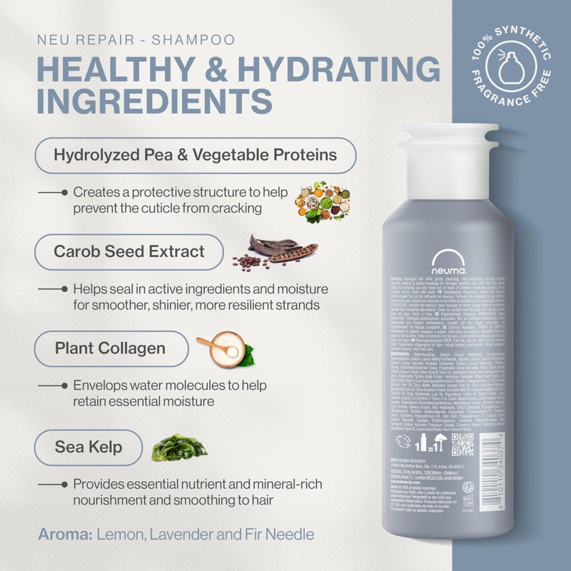 NEUMA Neu Repair Holiday Gift Set â€” Neu Repair Shampoo (8.5 Fl. Oz.), Neu Repair Conditioner (8.5 Fl. Oz.), and Repair Treatment Masque (5.1 Fl. Oz.) â€” Hair Repair Treatment for Damaged Hair - Image 2