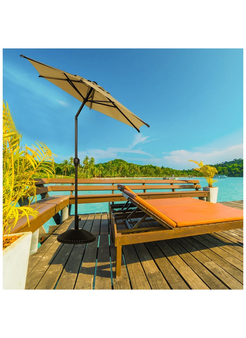XiuWoo - 7.5FT 2.3M Outdoor Patio Umbrella with Push Button Tilt and Crank 6 Sturdy Ribs UV Protection Waterproof for Garden Deck Backyard Pool Tan - Image 1