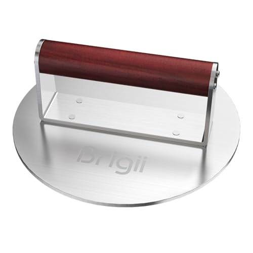 Brigii 85 Stainless Steel Smash Burger Press Heavy Duty Burger Smasher for Crispy Smash Burgers Round Grill Press for Griddle and Grill Dishwasher Safe - Image 1
