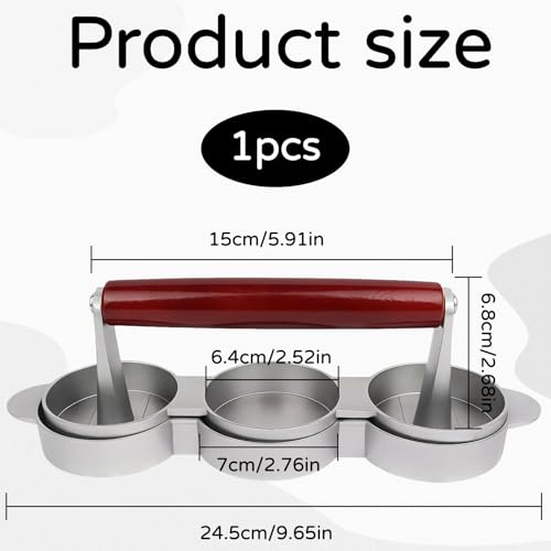 hinbkenla Mini Burger Press,Sausage Patty Press,Slider Burger Press to Make 3 Patties At A Time,Round Slider Press for Mini Burgers,Hamburger Patty Press for Mini Burger,Barbecue,Picnic,Camping, Etc - Image 2