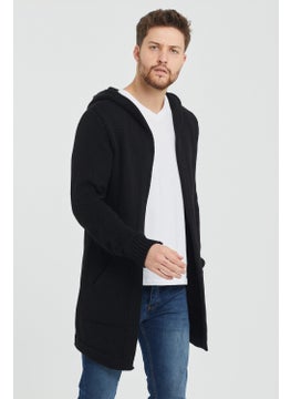 Cool Tarz Cool Style Men's Black Hooded Pocket Poncho Knitwear Cardigan  - Image 2