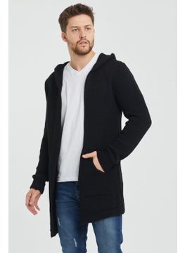 Cool Tarz Cool Style Men's Black Hooded Pocket Poncho Knitwear Cardigan  - Image 3