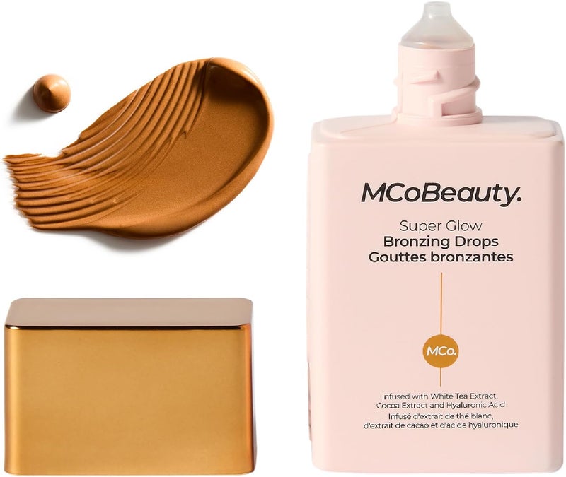MCoBeauty Super Glow Bronzing Drops Effortless Face Tan with Shimmer Formula Face Care Bronze Drops Contains Hyaluronic Acid White Tea Extract Cocoa Extract and More
