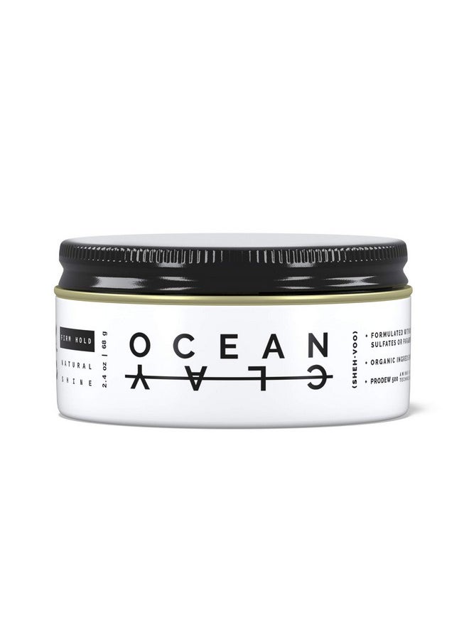 (شيفو) (SHEH•VOO) Ocean Clay - طين تصفيف الشعر الفاخر للرجال - ثبات قوي + لمعان طبيعي - خالٍ من الكبريتات والبارابين (2.4 أونصة)  - Image 1