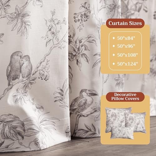 Maison d' Hermine Curtains for living room 100% Cotton 96 inch length One Panel Light Filtering Toile Curtains for Bedroom Windows with rod and loop Pockets Drapes (Jouy Paradise Beige, 50"W x 96"L) - Image 4