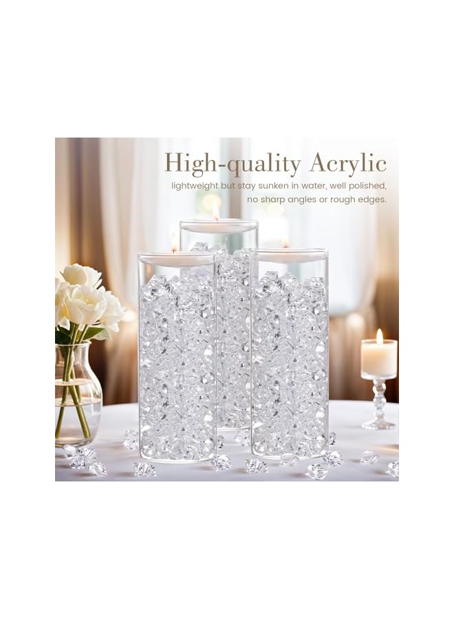 The Bros 200 قطعة من الثلج الزائف الأزرق الفاخر، صخور أكريليك، صخور بلاستيكية، أحجار أكريليك، مكعبات ثلج مجروشة، ألماس، جواهر لتزيين الأوعية في الشتاء - Image 3