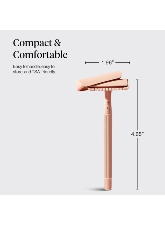 Kitsch Perfect Glide Safety Razor - Metal Handle & Stainless Steel One Blade Razor with 5 Supply Safety Razor Blade & 1 Razor Cap No Drag Single Blade Razors for Women Reusable Razor for Women - Image 4