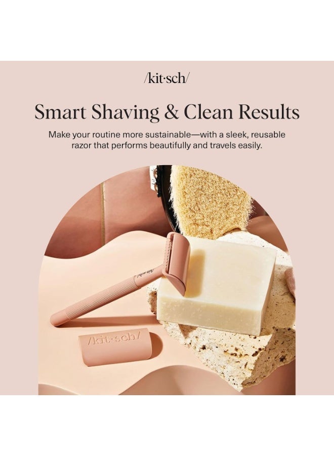Kitsch Perfect Glide Safety Razor - Metal Handle & Stainless Steel One Blade Razor with 5 Supply Safety Razor Blade & 1 Razor Cap No Drag Single Blade Razors for Women Reusable Razor for Women - Image 2