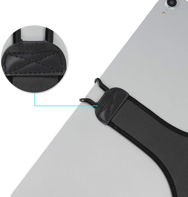 TFY Hand Strap Holder Finger Grip with Soft PU Compatible with iPad Pro 129 and More Black - Image 3