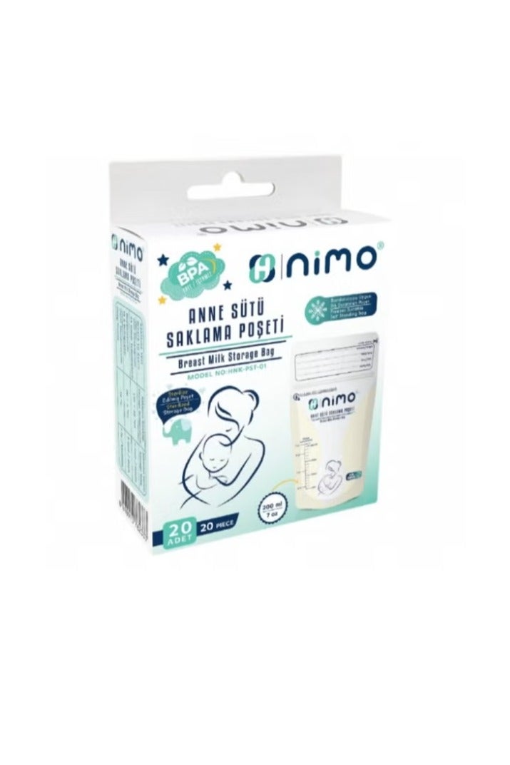 Nimomed Convenient Breast Milk Storage Solution: Nimo Breast Milk Storage Bags, 200 ml, Pack of 20 - Image 1