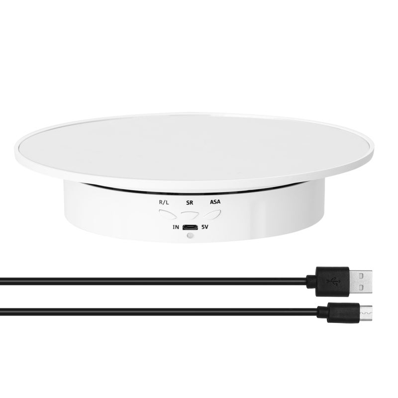 360 Degree Electric Rotating Turntable: White 8kg Capacity, 3-Speed Adjustment, USB Or Battery Powered Display Turntable - Forward Reverse Rotation Display Stand for Video Photography - Image 1