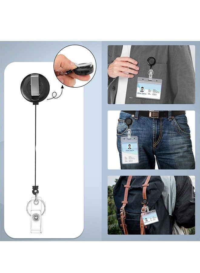 حامل بطاقات هوية مكون من 12 قطعة مع حبل تعليق، حامل بطاقات مكتبية مع حبل تعليق قابل للسحب، حامل بطاقات هوية قابل للسحب مع سلسلة مفاتيح، واقي بطاقة بحبل تعليق قابل للإزالة، مناسب للعاملين في المكاتب والممرضين والمعلمين والطلاب. - Image 4