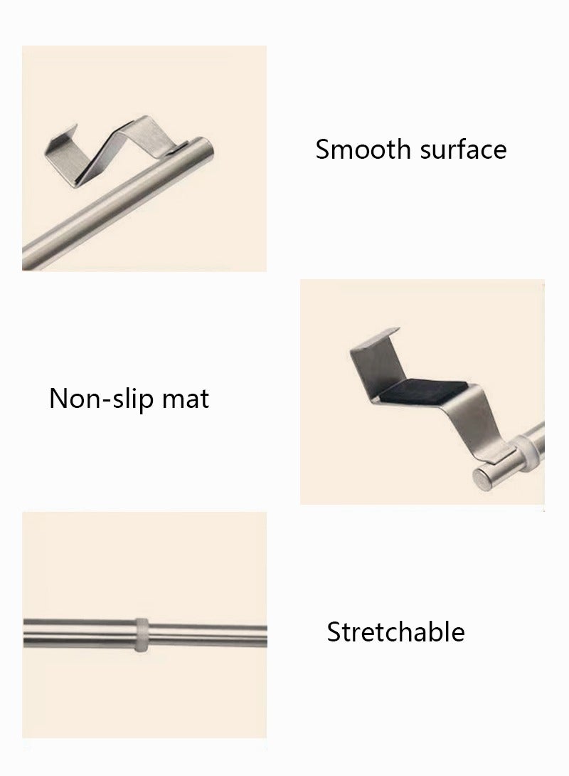 بيكو حامل مناشف قابل للسحب للخزانات، الحمامات، فوق أبواب غرف النوم، ملحقات تخزين وتعليق المناشف وأقمشة الغسيل، تصميم عصري متين من الفولاذ المقاوم للصدأ (فضي). - Image 4