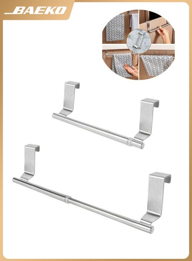 بيكو حامل مناشف قابل للسحب للخزانات، الحمامات، فوق أبواب غرف النوم، ملحقات تخزين وتعليق المناشف وأقمشة الغسيل، تصميم عصري متين من الفولاذ المقاوم للصدأ (فضي). - Image 1