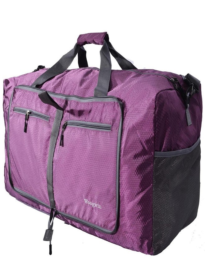Woogwin Travel Duffel Bag Large Foldable Waterproof Overnight Bag for Beach Swim Bags Pool Sports Gym (60L Purple) - Image 1