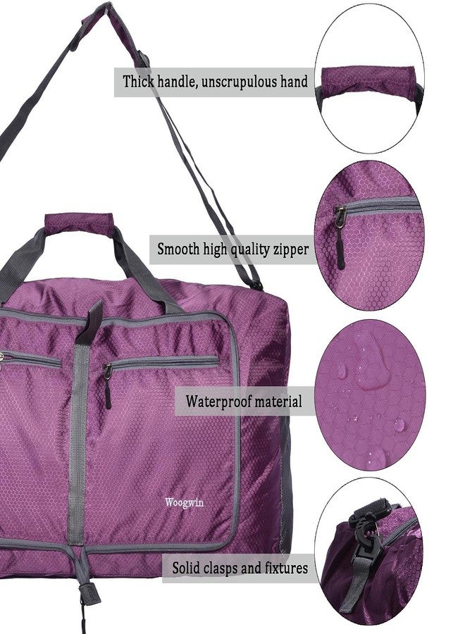 Woogwin Travel Duffel Bag Large Foldable Waterproof Overnight Bag for Beach Swim Bags Pool Sports Gym (60L Purple) - Image 5