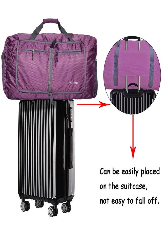 Woogwin Travel Duffel Bag Large Foldable Waterproof Overnight Bag for Beach Swim Bags Pool Sports Gym (60L Purple) - Image 4
