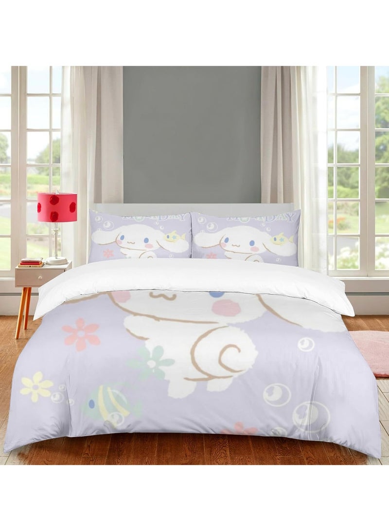 general Cinnamoroll Bedding Full Size Kawaii Cartoon Puppy Super Soft Comforter Set Kids Adult Microfibre Duvet Cover with Pillowcase Girls Teen Bedroom Bed Set - Image 1