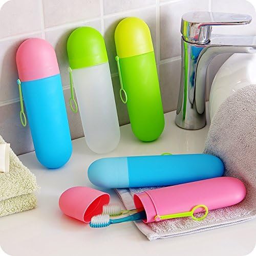 SKYBUCKET Portable Travel Toothbrush Case 4 Pack Multicolour Capsule Holders with Toothpaste Storage - Image 4