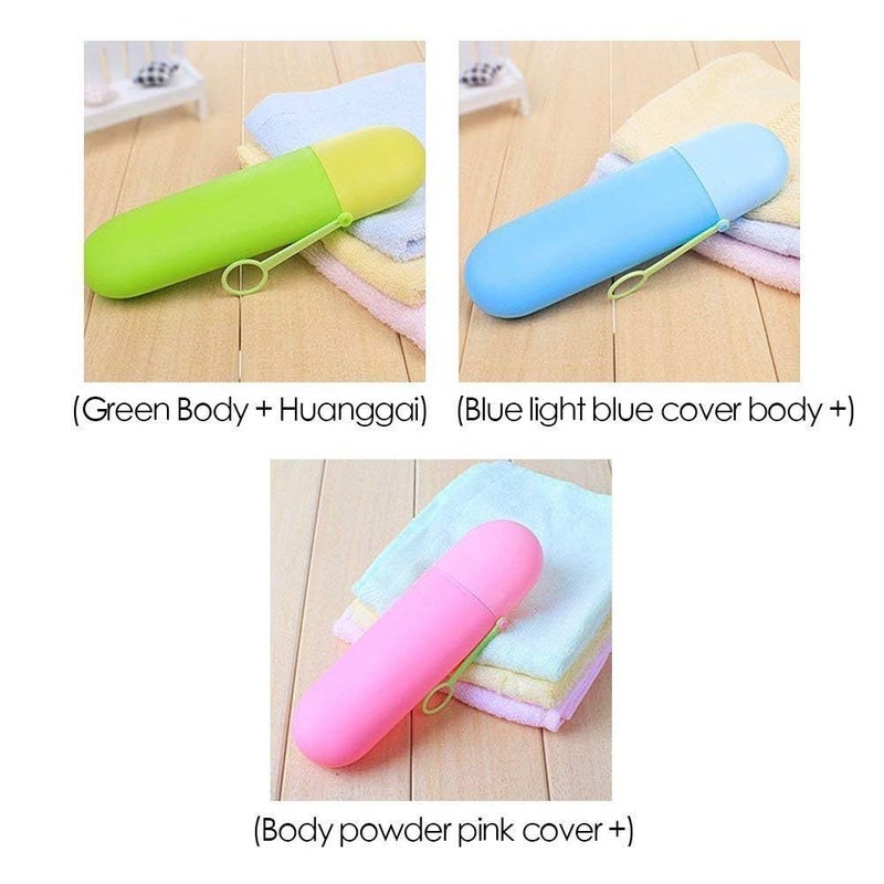 SKYBUCKET Portable Travel Toothbrush Case 4 Pack Multicolour Capsule Holders with Toothpaste Storage - Image 3