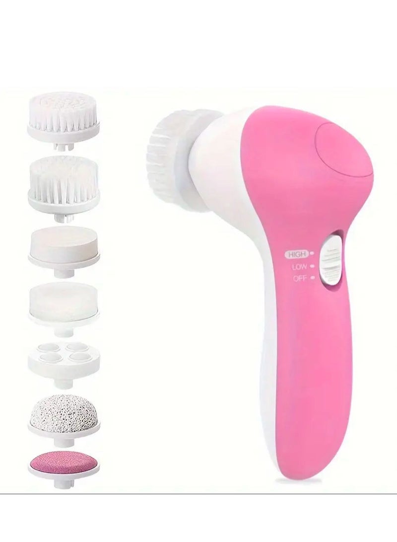جهاز تدليك إلكتروني للوجه 7في 1 وردي/أبيض - Image 1