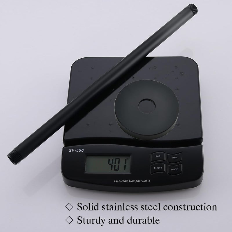 Random Shower Arm with Flange,16 Inches Ceiling Mount Shower Head Extension Arm Straight Arm Ceiling-Mounted For Fixed Shower Head,Matte Black.RD91038-16MB - Image 3