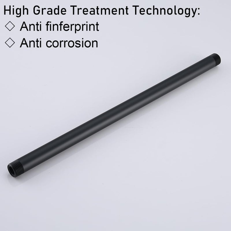 Random Shower Arm with Flange,16 Inches Ceiling Mount Shower Head Extension Arm Straight Arm Ceiling-Mounted For Fixed Shower Head,Matte Black.RD91038-16MB - Image 2