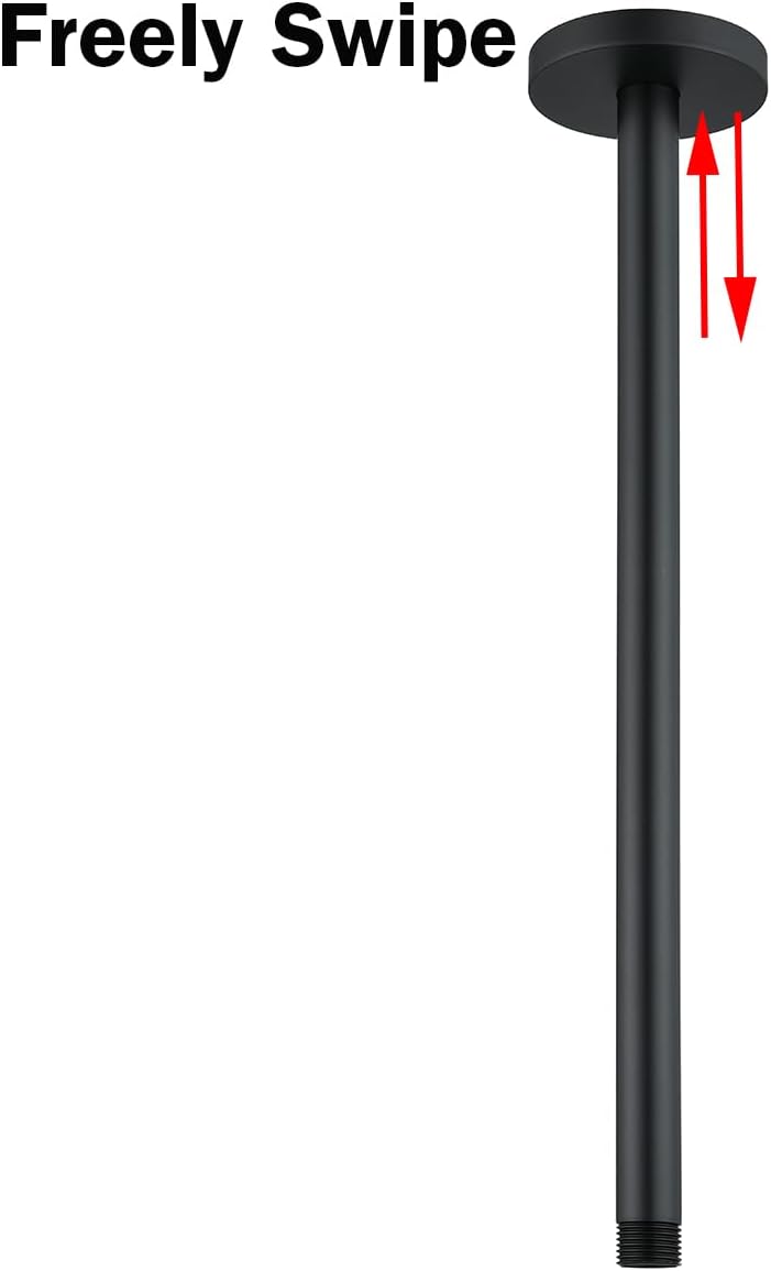 Random Shower Arm with Flange,16 Inches Ceiling Mount Shower Head Extension Arm Straight Arm Ceiling-Mounted For Fixed Shower Head,Matte Black.RD91038-16MB - Image 5