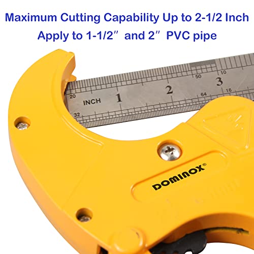 DOMINOX PVC Pipe Cutter, Cuts up to 2-1/2" PEX, PVC, PPR, Plastic Hoses& Plumbing Pipes,Ratchet PVC Cutter Tool with SK5 Blade and Aluminum Alloy Body - Image 4