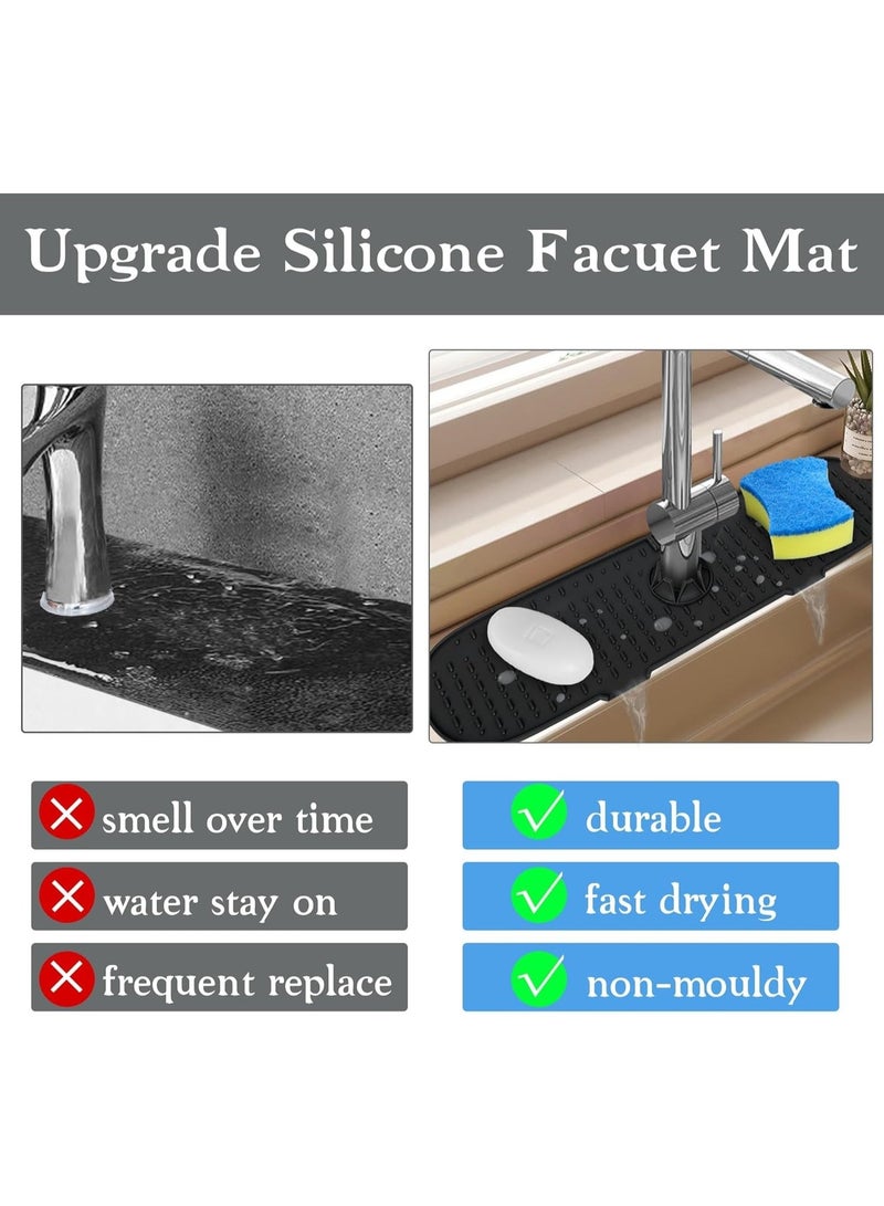 2 Pack Silicone Faucet Mat, Sink Splash Guard, Bathroom Faucet Water Catcher Mat, Water Catcher Mat for Kitchen & Bathroom Countertop Protect, Keep Drying Kitchen Accessories (Black) - Image 5