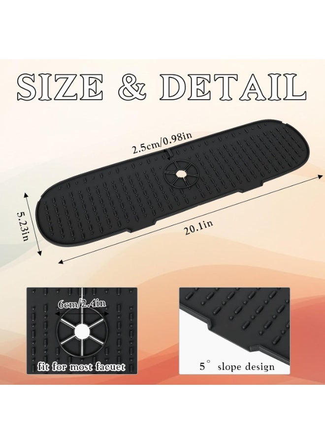 2 Pack Silicone Faucet Mat, Sink Splash Guard, Bathroom Faucet Water Catcher Mat, Water Catcher Mat for Kitchen & Bathroom Countertop Protect, Keep Drying Kitchen Accessories (Black) - Image 4