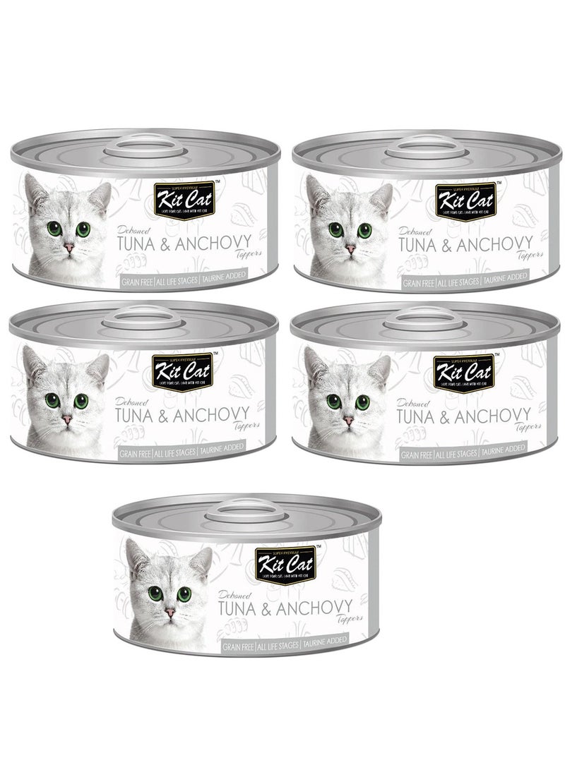 Kit Cat 5Pc Deboned Tuna And Anchovy Toppers Cat Wet Food 80g