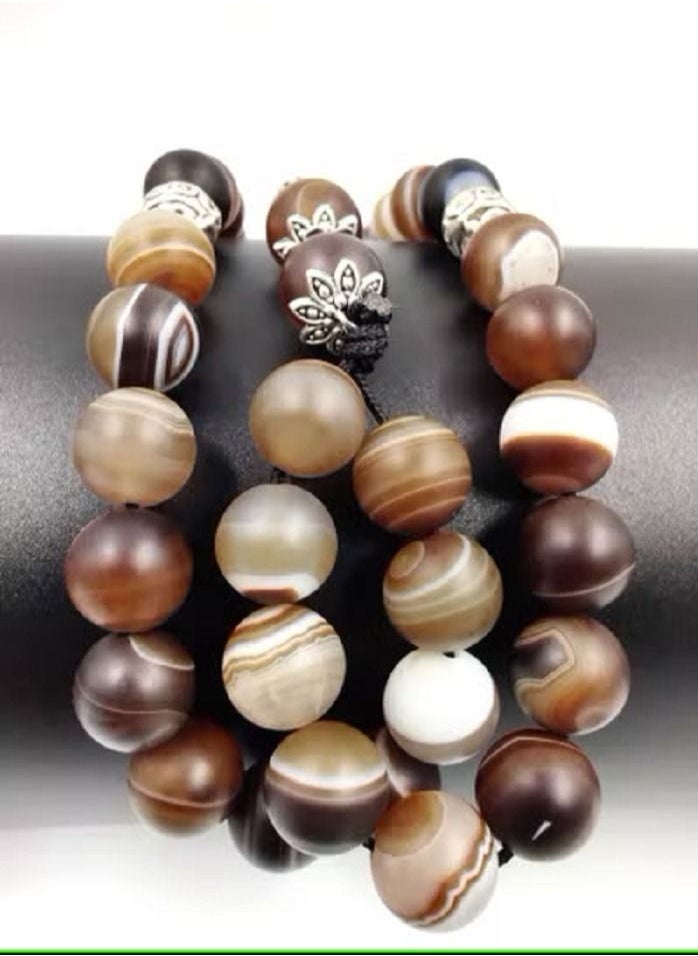 AMR Collection - Tasbeeh Prayer Bead Of Natural Agate Old Stone 33 Beads - Image 1