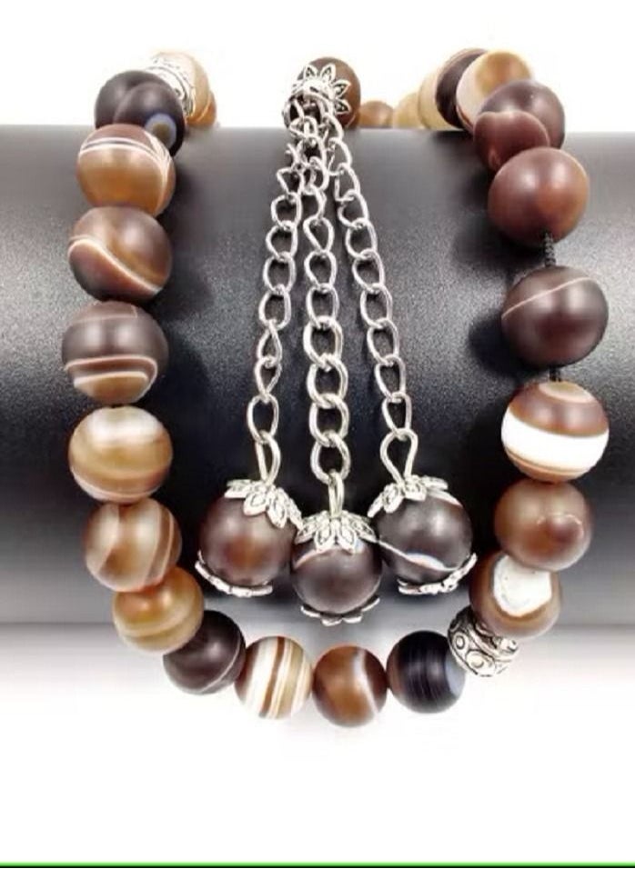 AMR Collection - Tasbeeh Prayer Bead Of Natural Agate Old Stone 33 Beads - Image 1