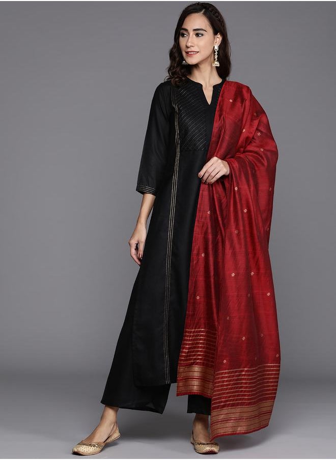 Libas - Solid Kurta and Mid Rise Palazzo with Dupatta Set by Styli - Image 1