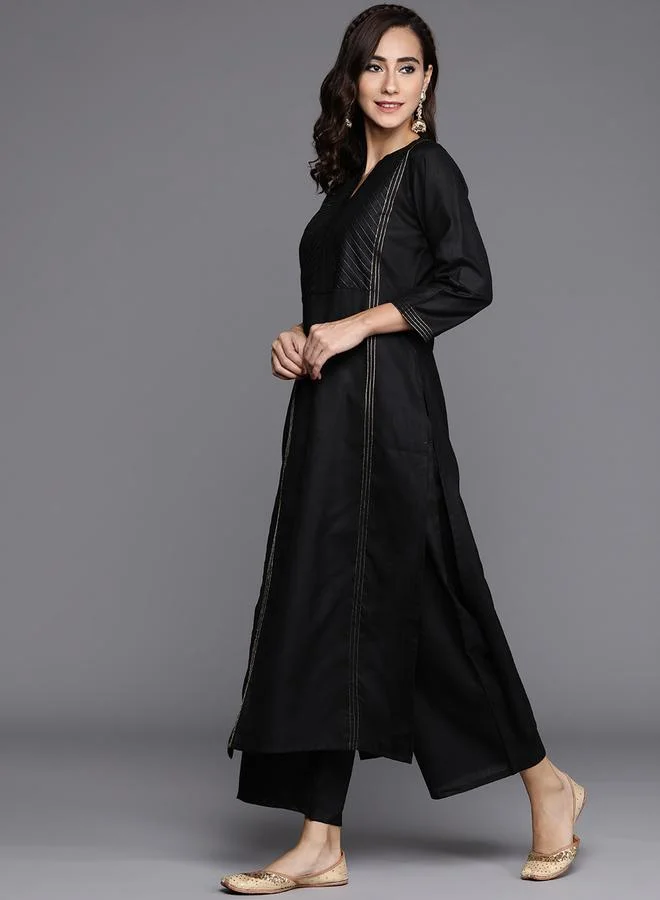 Libas Libas Solid Kurta and Mid Rise Palazzo with Dupatta Set
