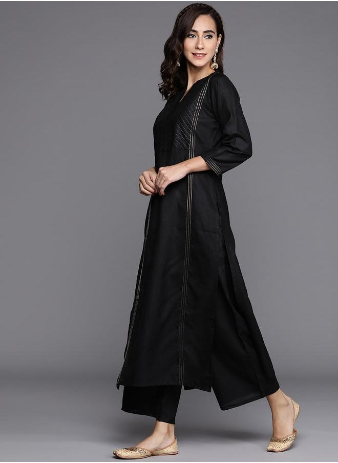 Libas - Solid Kurta and Mid Rise Palazzo with Dupatta Set by Styli - Image 1