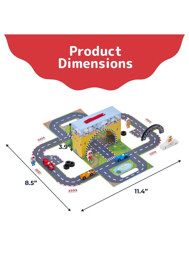 Prextex Prextex Portable Paper Car Racing Track - Engaging Car Race Track Toy with Cars, Ramp Tracks, & Exciting Accessories for Ages 3+ - Boost STEM Skills, Creativity, Coordination - 11.4"x8.4"x4"  - Image 3