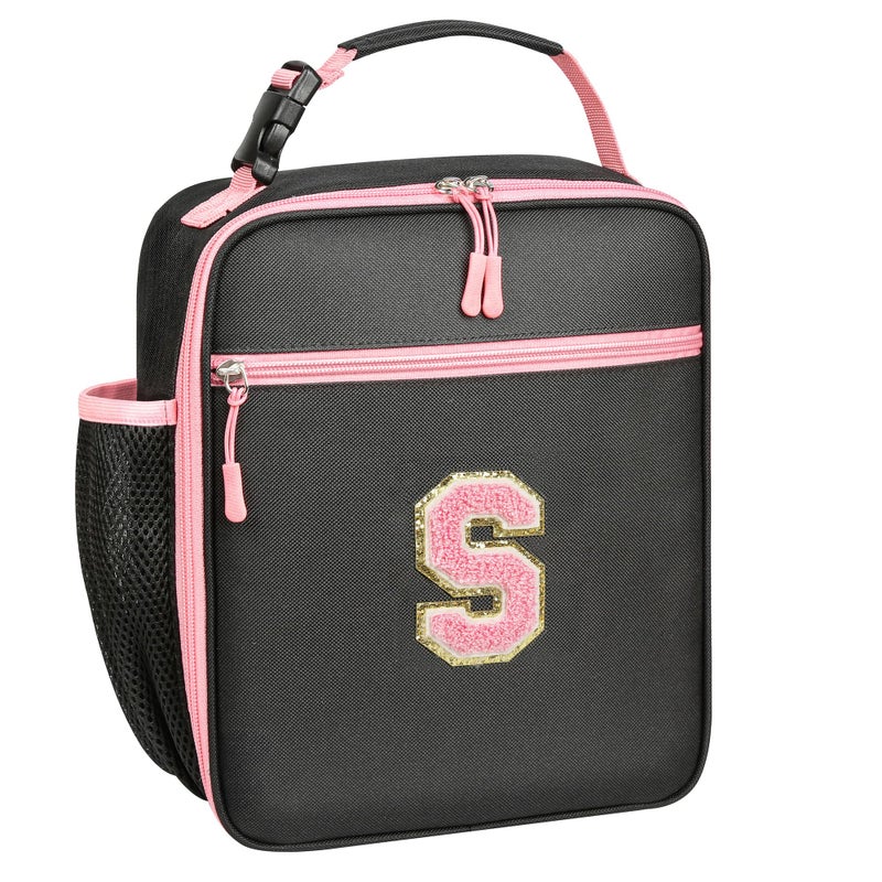 WOBAGMEN Initial Lunch Box for Women GirlsInsulated Lunch Bag with Monogram LetterCute Personalized Thermal Lunch Box for Teens Kids Adult for Work Camping Back to School Gift pink S