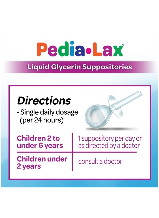 Pedia-Lax - Laxative Liquid Glycerin Suppositories for Kids, Ages 2-5, 6 CT, 3 Pack - Image 1