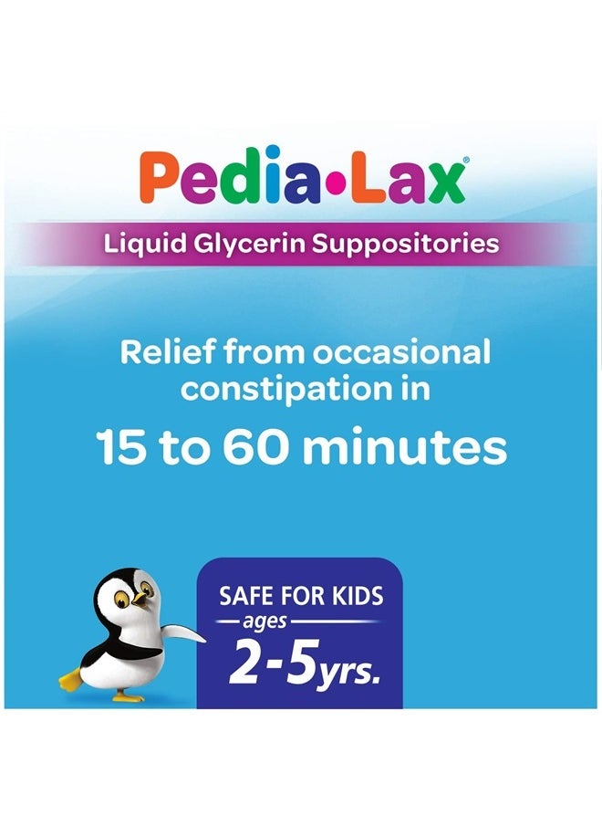 Pedia-Lax - Laxative Liquid Glycerin Suppositories for Kids, Ages 2-5, 6 CT, 3 Pack - Image 1