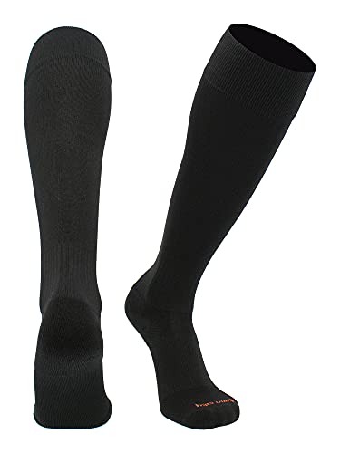 TCK Black Soccer Socks Youth Boys Girls Womens Mens Performance Sport Sock Knee High Soccer Socks Kids Finale (Black, Medium) - Image 1