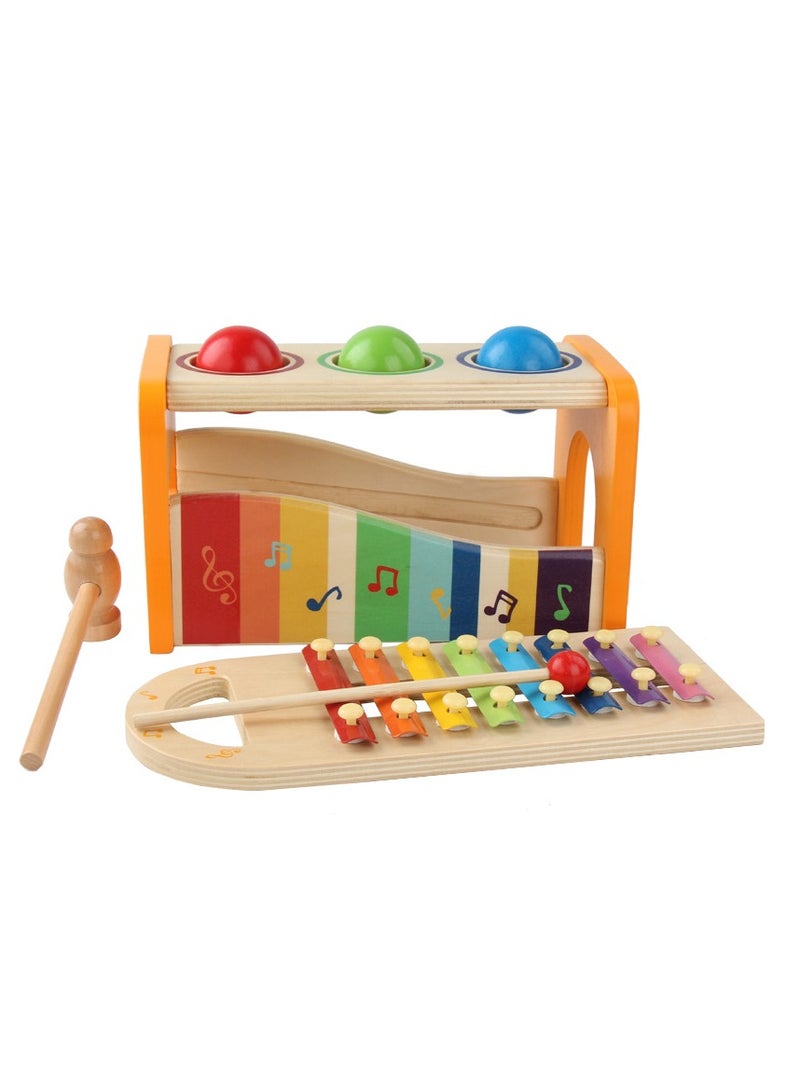 Pound u0026 Tap Bench With Slide Out Xylophone Award Winning Durable Wooden Musical Pounding Toy For Toddlers, Multifunctional And Bright Colours - Image 1