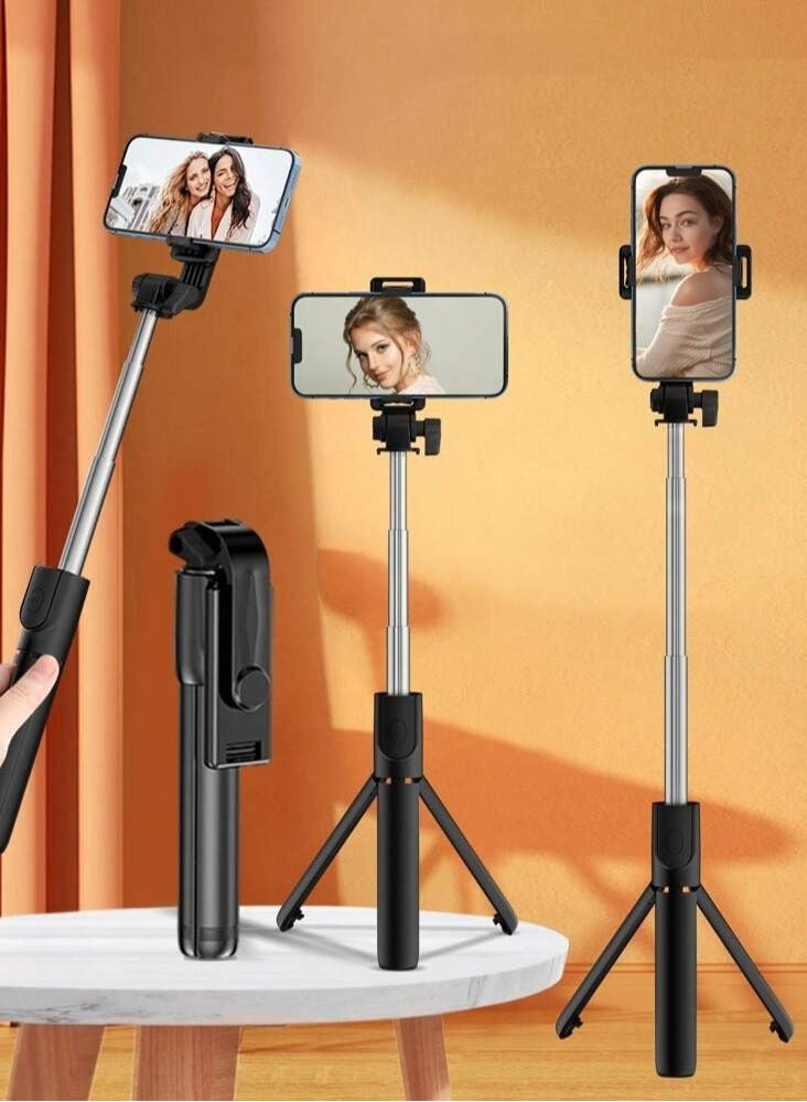 Tripod Extendable Selfie Stick With Bluetooth Remote Black  - Image 2